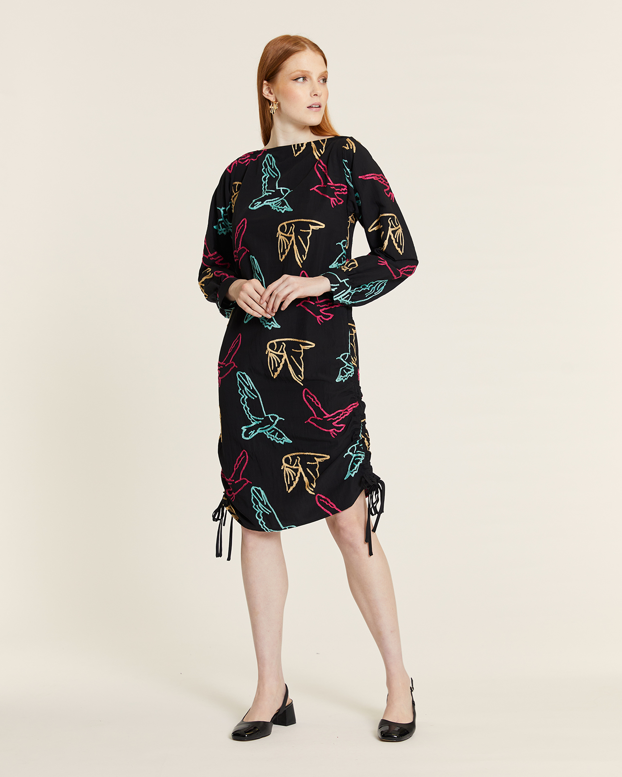 Vestido Fruncido Bordado Pajaros by Pepa Loves - Imagen 2