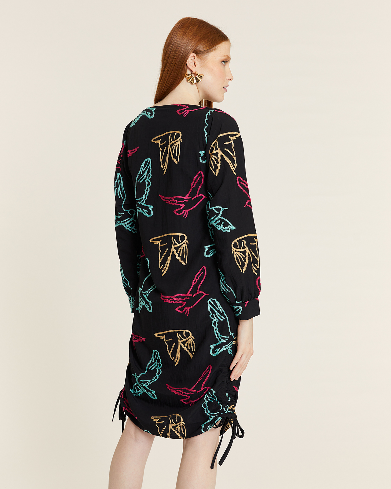 Vestido Fruncido Bordado Pajaros by Pepa Loves - Imagen 4