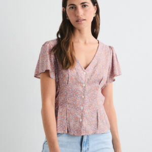 Blusa Escote Pico Manga Corta Nyxora Cielo by Mus & Bombon