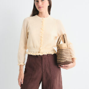 Cardigan Abotonado con Volante Amarillo Mirri by Mus & Bombón