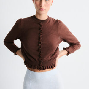 Cardigan Abotonado con Volante Marrón Mirri by Mus & Bombón
