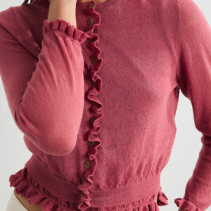 Cardigan Abotonado con Volante Rosa Oscuro Mirri by Mus & Bombón