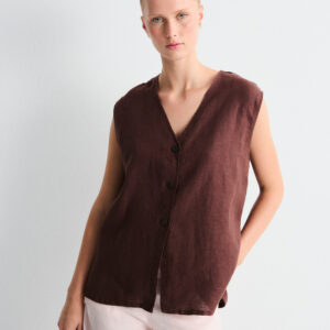 Chaleco Escote Pico Marrón Arani by Mus & Bombón