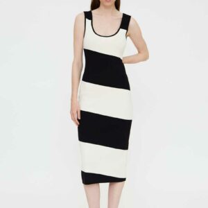 Vestido Midi Rayas Blanco y Negro by Wild Pony 10600