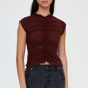 Camiseta Claire Fruncida Marrón by Wild Pony 11286