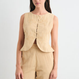 Chaleco Bordado Altan Amarillo by Mus & Bombon