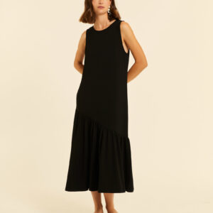 Vestido Maxi Volante Asimétrico Negro by Pepa Loves