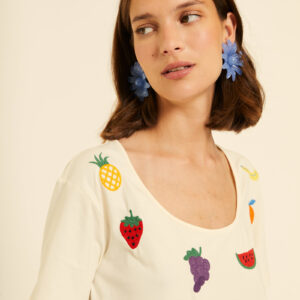 Camiseta Bordado Frutas by Pepa Loves