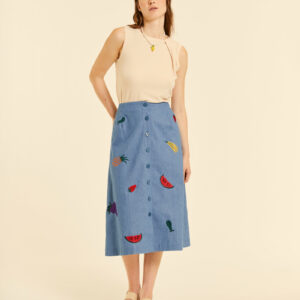 Falda Midi Bordado Frutas by Pepa Loves