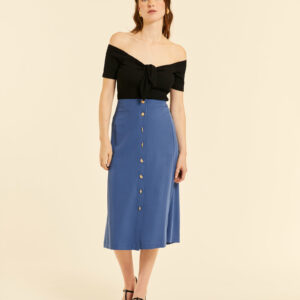 Falda Midi Abotonada Azul by Pepa Loves