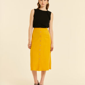 Falda Midi Abotonada Amarillo by Pepa Loves