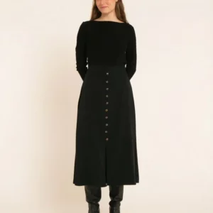 Falda Evasé con botones Negra by Pepa Loves